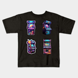 Futuristic Arcade Machine Sticker Set Kids T-Shirt